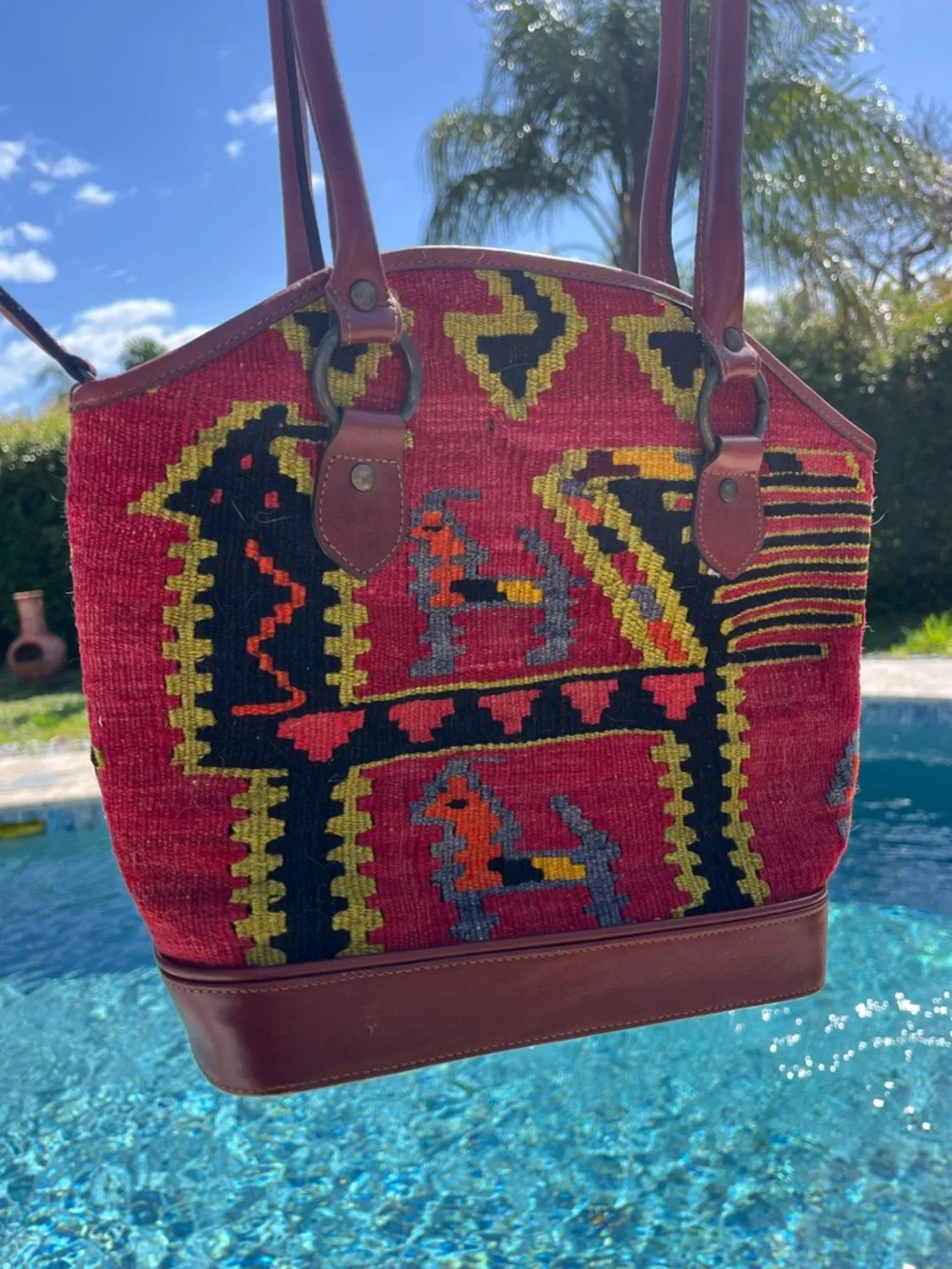 Turkish Kilim
handcrafted, authentic, handwoven geometric, bohemian, tribal bag - Picture 5 of 11